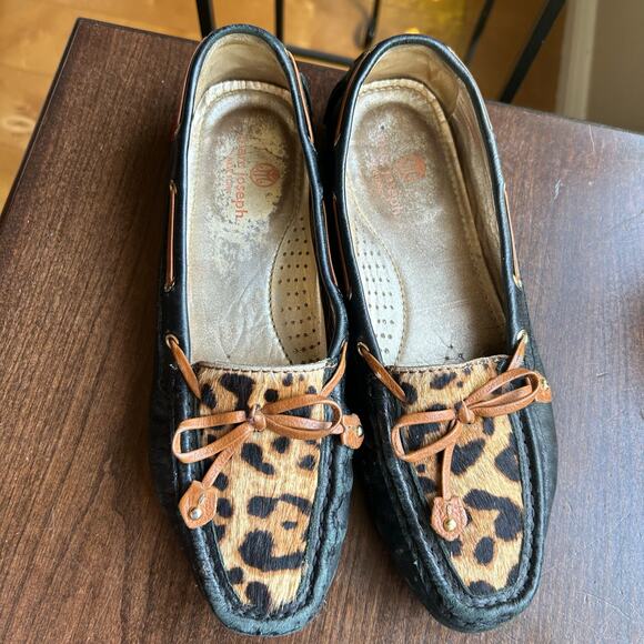 MARC JOSEPH Women's Cypress Braid Black Leopard Leather Golf Loafers SZ 9 - Picture 2 of 10